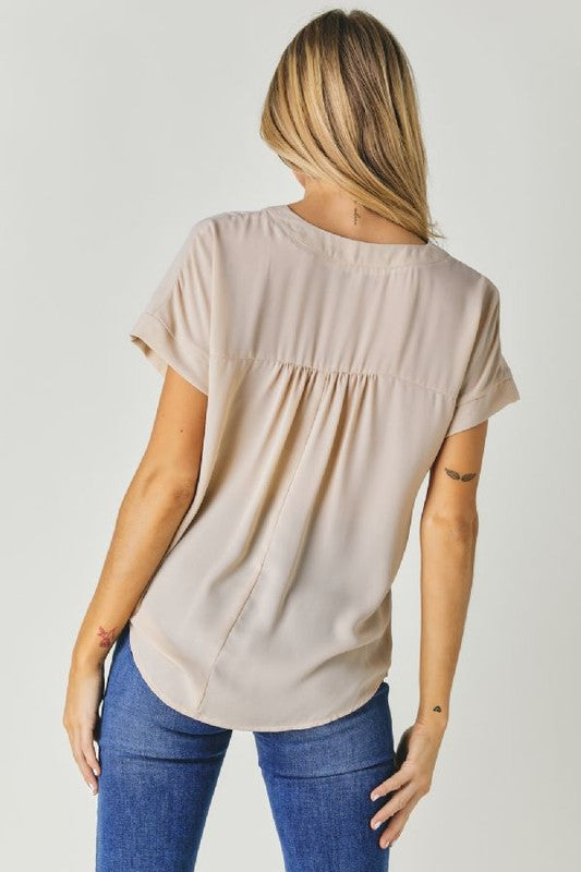 V NECK DOLMAN SLEEVE SOLID BASIC TOP