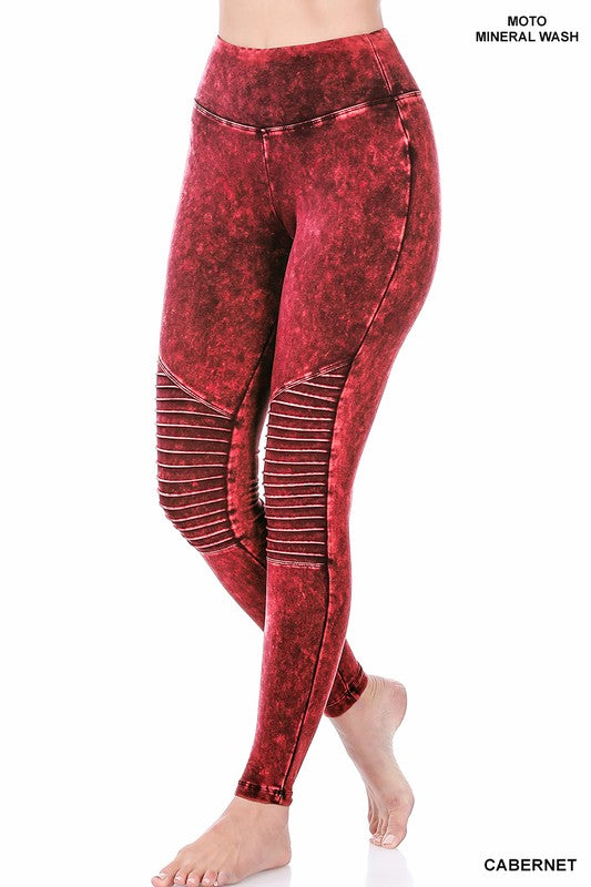 MINERAL WASHED WIDE WAISTBAND MOTO LEGGINGS