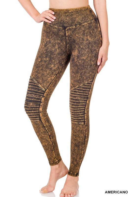 MINERAL WASHED WIDE WAISTBAND MOTO LEGGINGS