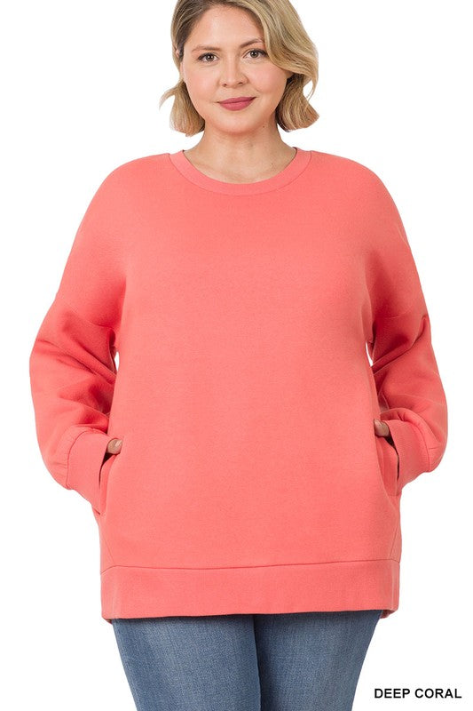 PLUS LONG SLEEVE ROUND NECK SWEATSHIRT