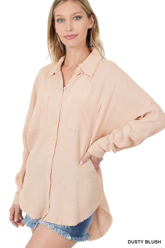 OVERSIZED RAW EDGE SHIRT