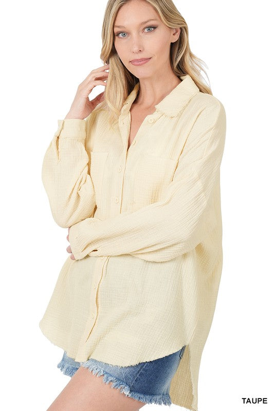 OVERSIZED RAW EDGE SHIRT