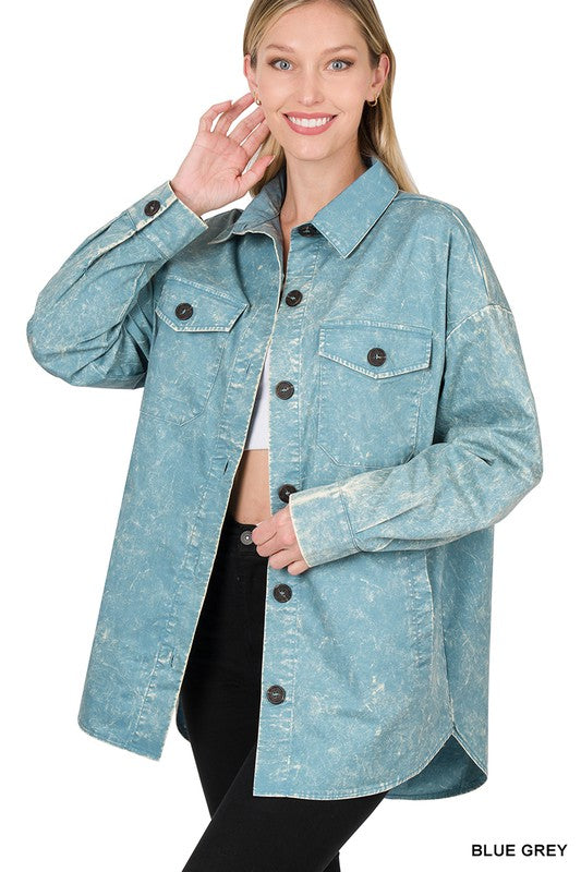 PREMIIUM COTTON WOVEN VINTAGE WASHED SHACKET