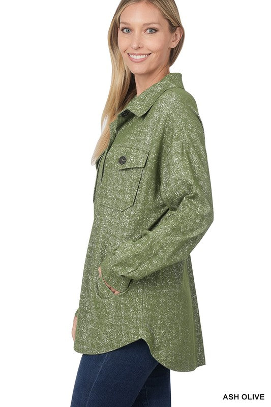 MELANGE KNIT SHACKET WITH POCKETS