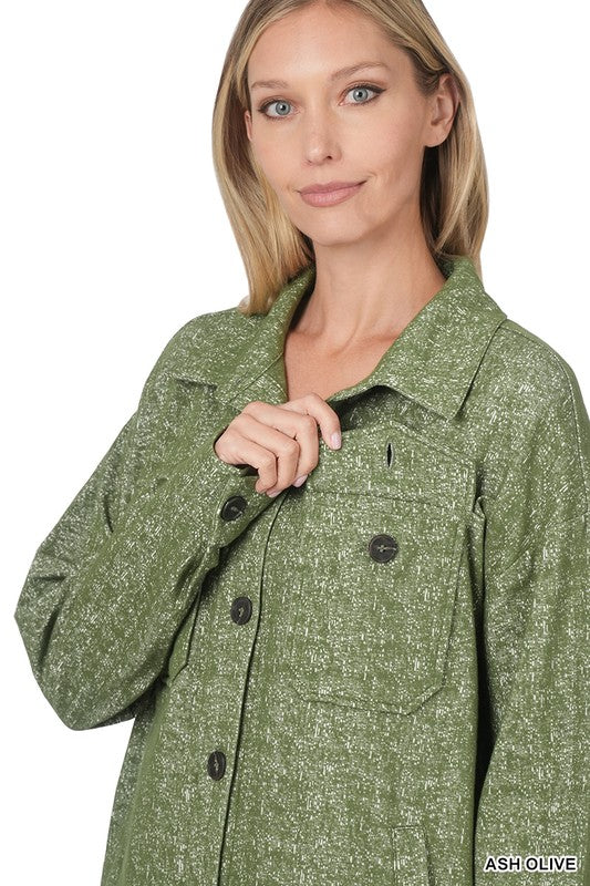 MELANGE KNIT SHACKET WITH POCKETS