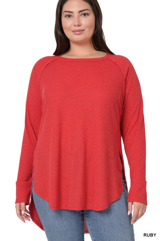 PLUS BABY WAFFLE RAGLAN SLEEVE TOP