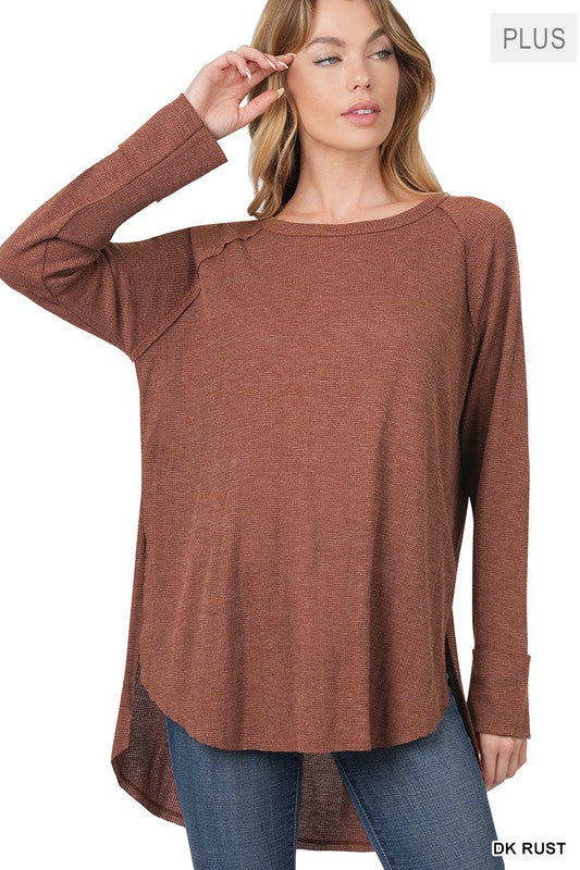 PLUS BABY WAFFLE RAGLAN SLEEVE TOP