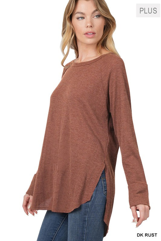 PLUS BABY WAFFLE RAGLAN SLEEVE TOP