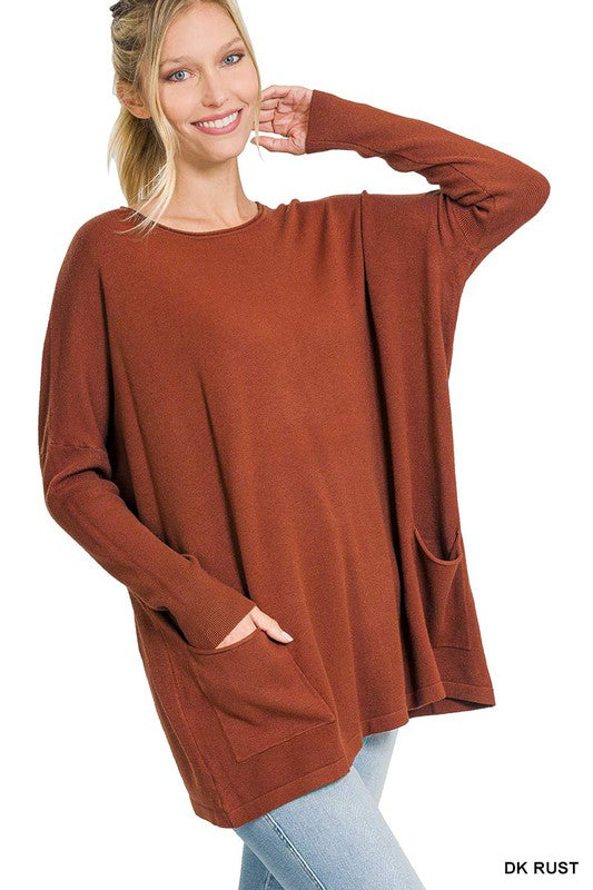 OVERSIZED FRONT POCKET SWEATER