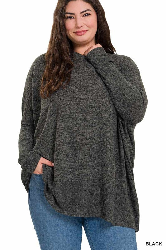 PLUS BRUSHED MELANGE HACCI OVERSIZED SWEATER