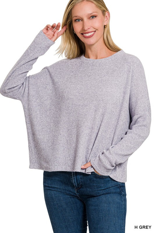 RIBBED DOLMAN LONG SLEEVE SWEATER