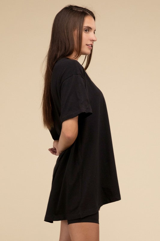 Cotton Drop Shoulder Oversized Top