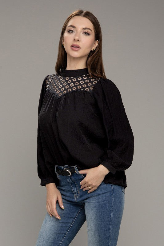 Lace yoke blouse