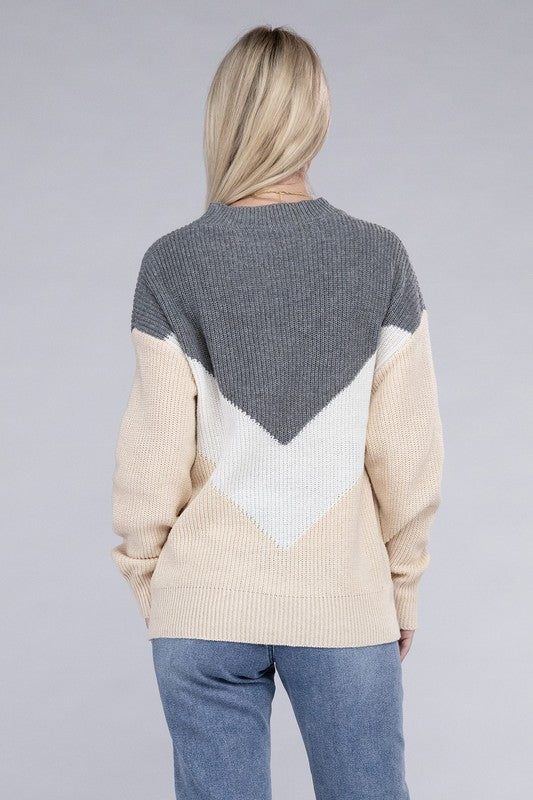 Colorblock Drop Shoulder Sweater