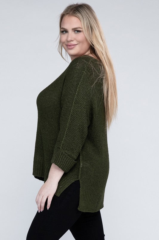 Plus Size Crew Neck Knit Sweater